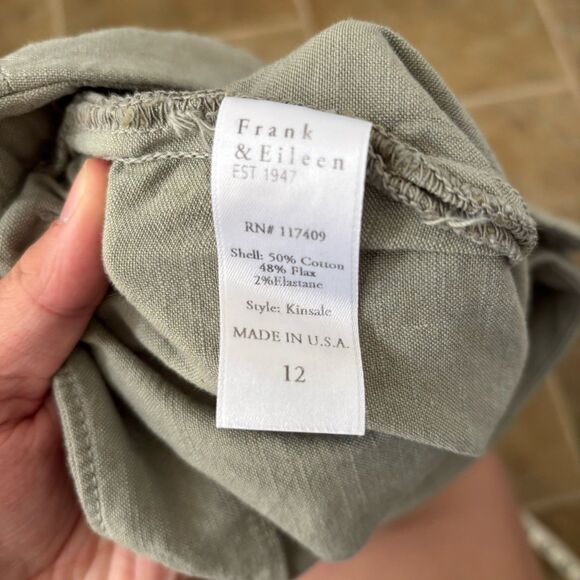 Frank & Eileen Pants Womens Size 12 Kinsale Flax Linen Blend Light Sage Green - Picture 7 of 9